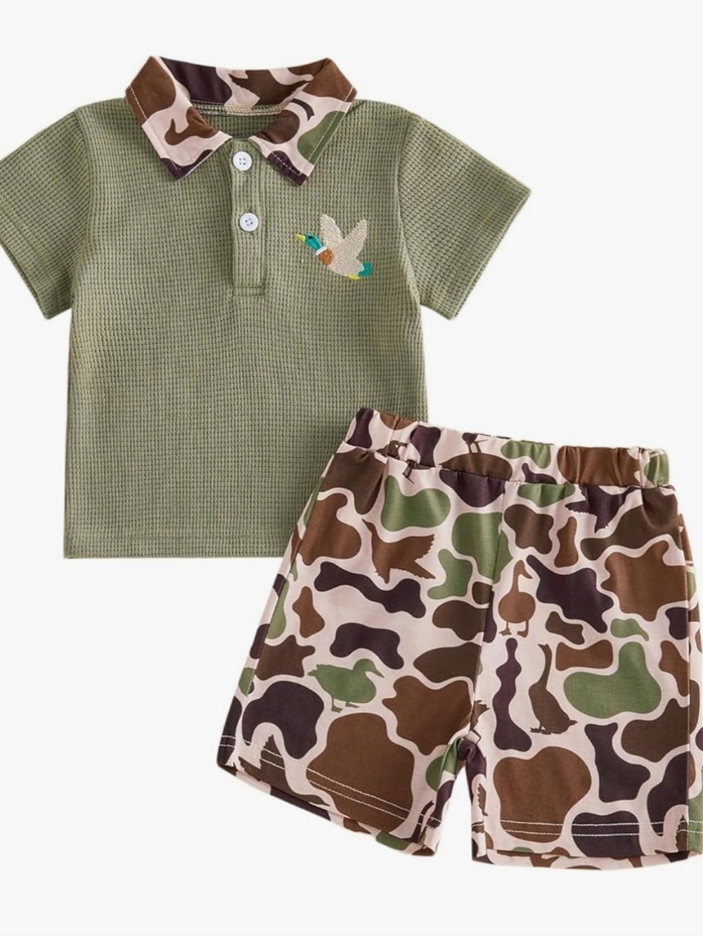 Toddler Two-Piece Polo & Camo Shorts Set - Green